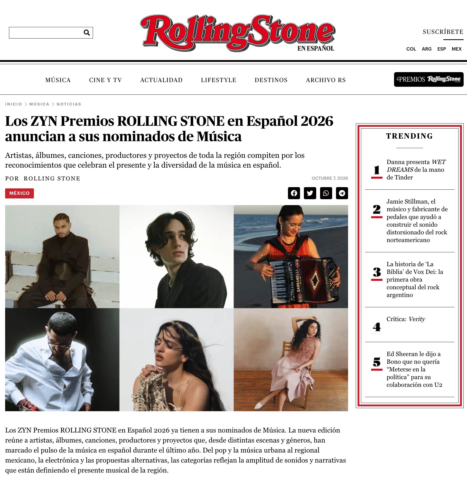 The Warning nominated at the 2026 Rolling Stone en Español Awards