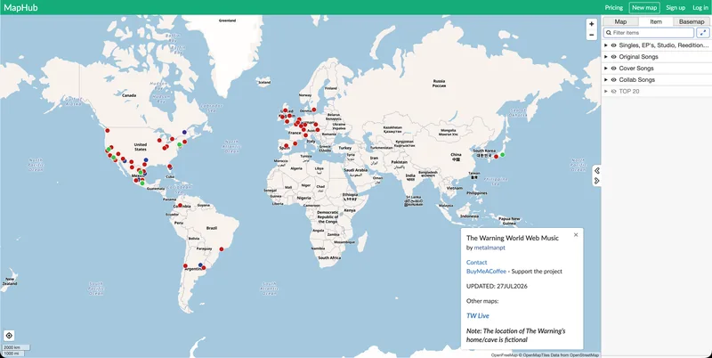 The Warning World Web Music Map