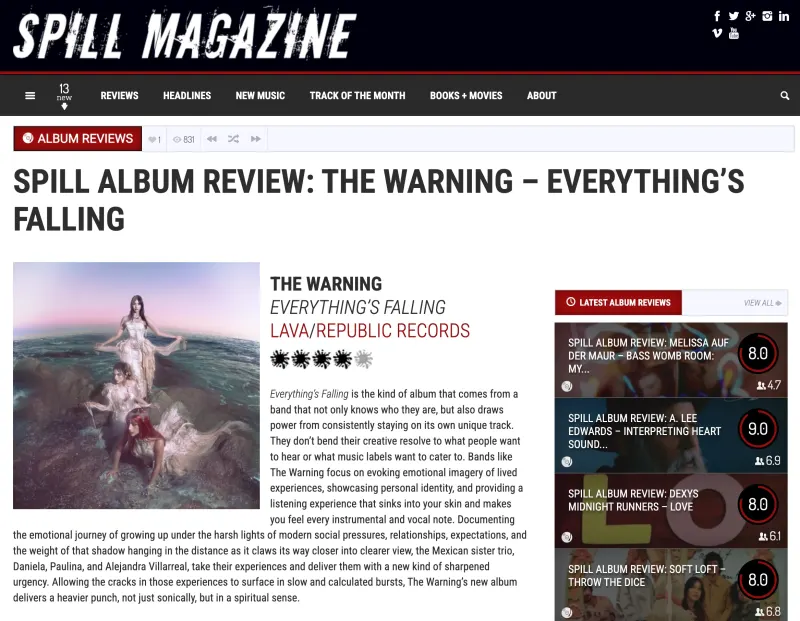 SPILL ALBUM REVIEW: THE WARNING - EVERYTHING'S FALLING